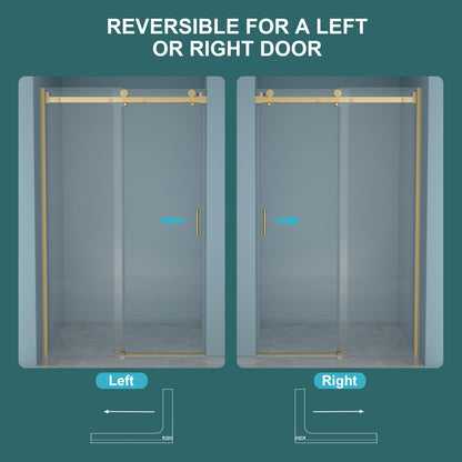 Modern Single Slide Shower Door, Tempered Glass, Stainless Steel Frame