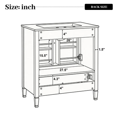 Elegant Fluted Bathroom Vanity With Sink, Soft Close Doors & Drawer