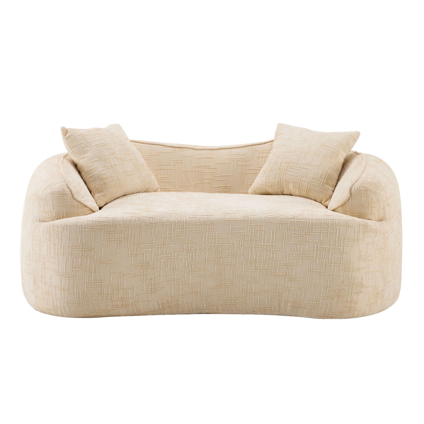 Curved 2 Person Compress Sofa With Armrests, Includes Pillows