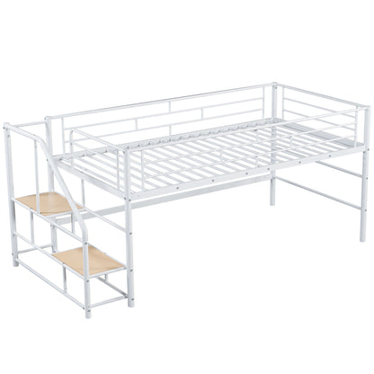 Loft Bed With Storage Stairs And Metal Frame