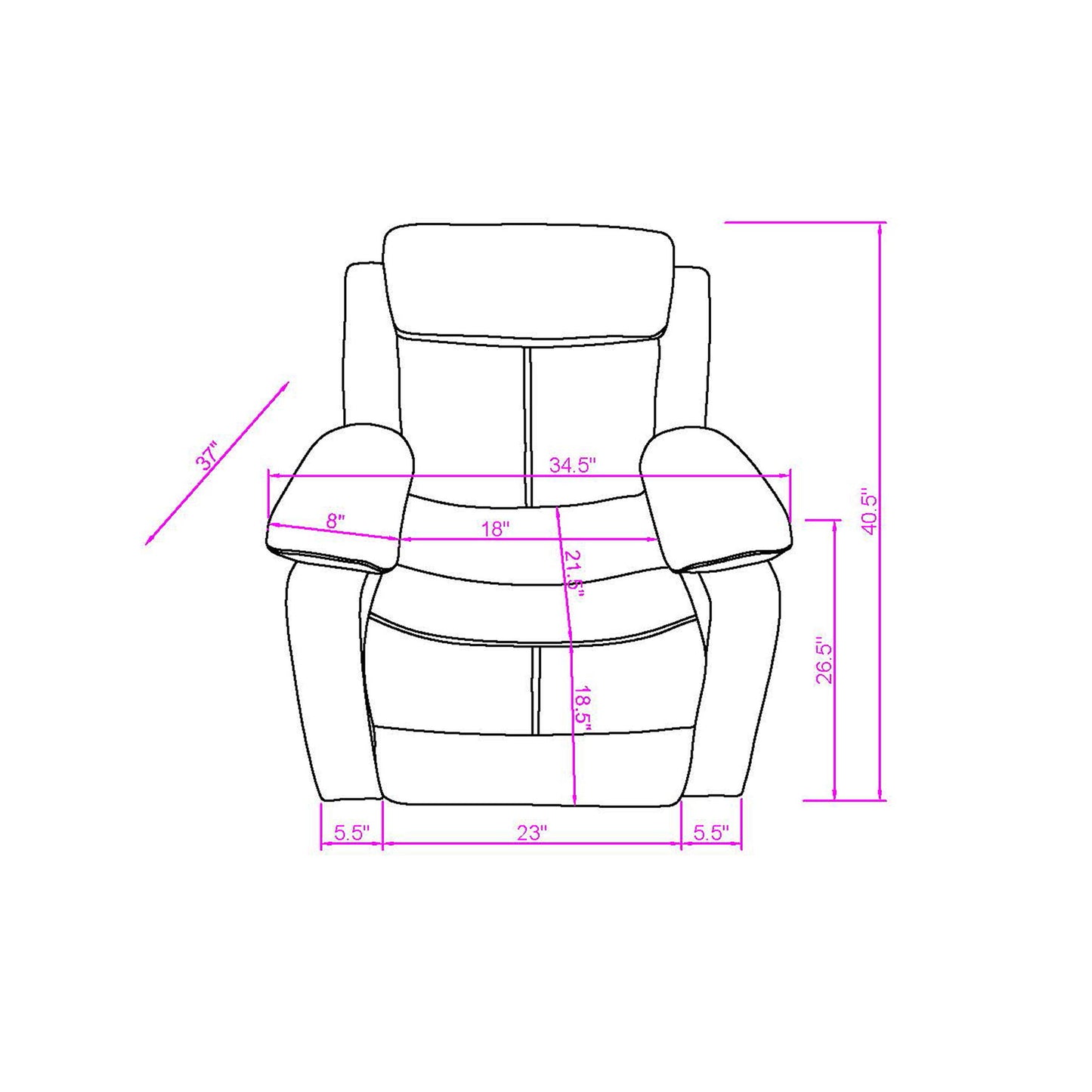 Blanche - Reclining Set With LED Lights, Speaker