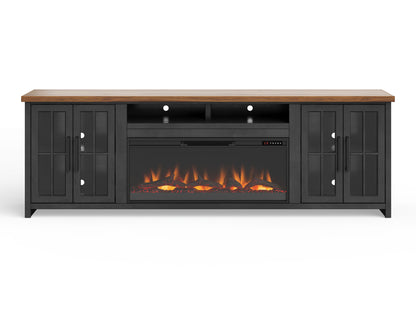 Fireplace TV Stand Console For TVs Up To 100" - Black / Whiskey