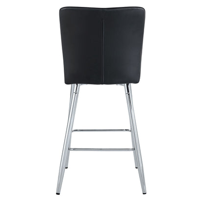 Modern Bar Chair Set Streamlined Backrest Metal Legs 2 Pieces - Black / Silver