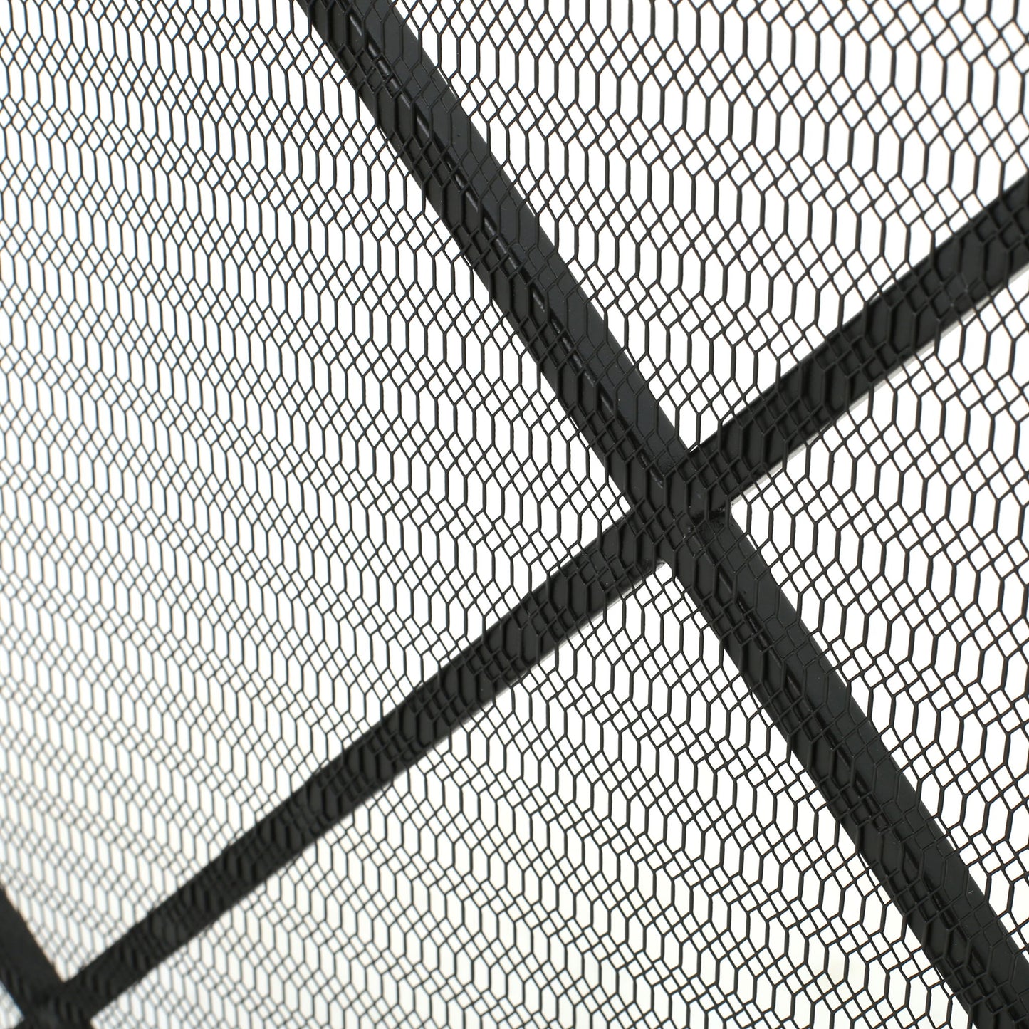 Minimalist Single Panel Iron Fireplace Screen With Diamond Design