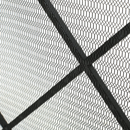 Minimalist Single Panel Iron Fireplace Screen With Diamond Design