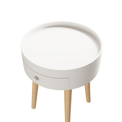Nightstand With Storage Drawer, Bedside Table For Bedroom - White