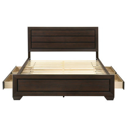 Kauffman - Queen Storage Panel Bed With Side Drawers - Dark Brown