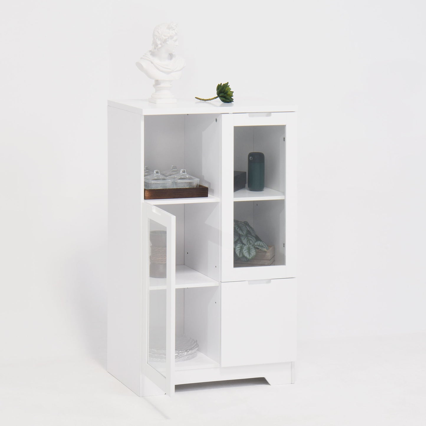 Modern Cabinet With Glass Doors And Drawer