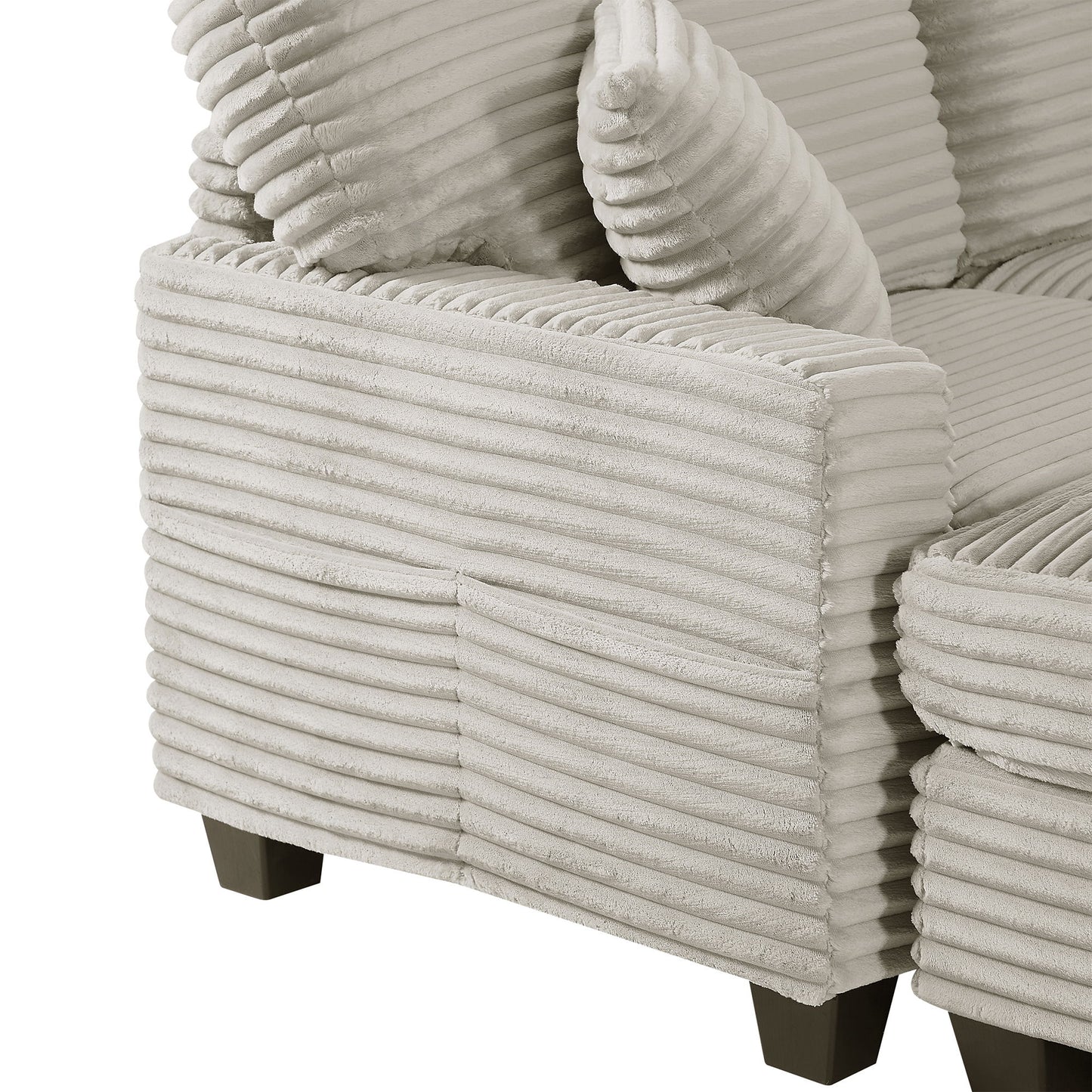 Upholstered U-Shaped Sectional Sofa With Movable Ottoman And Side Storage Pockets