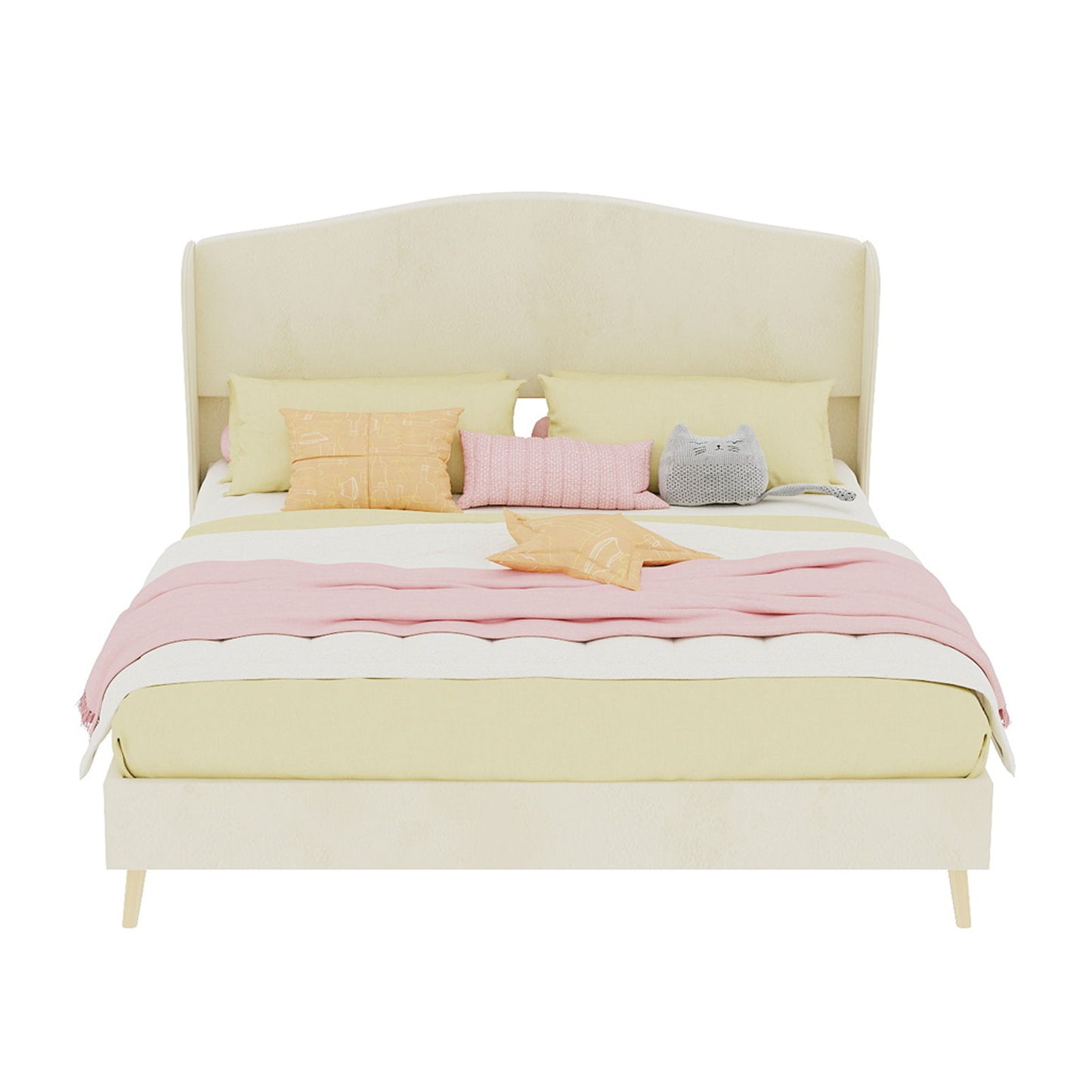 Upholstered Bed, Tufted Headboard, Comfortable Sleep