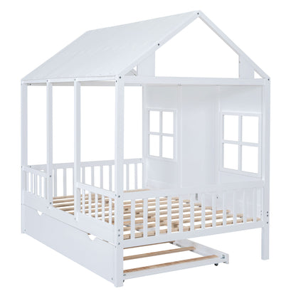 House Bed With Twin Size Trundle, Daybed