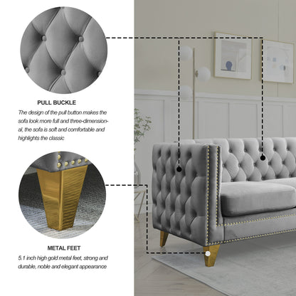 Modern Sofa With Button Tufting, Upholstered Couch For Living Room