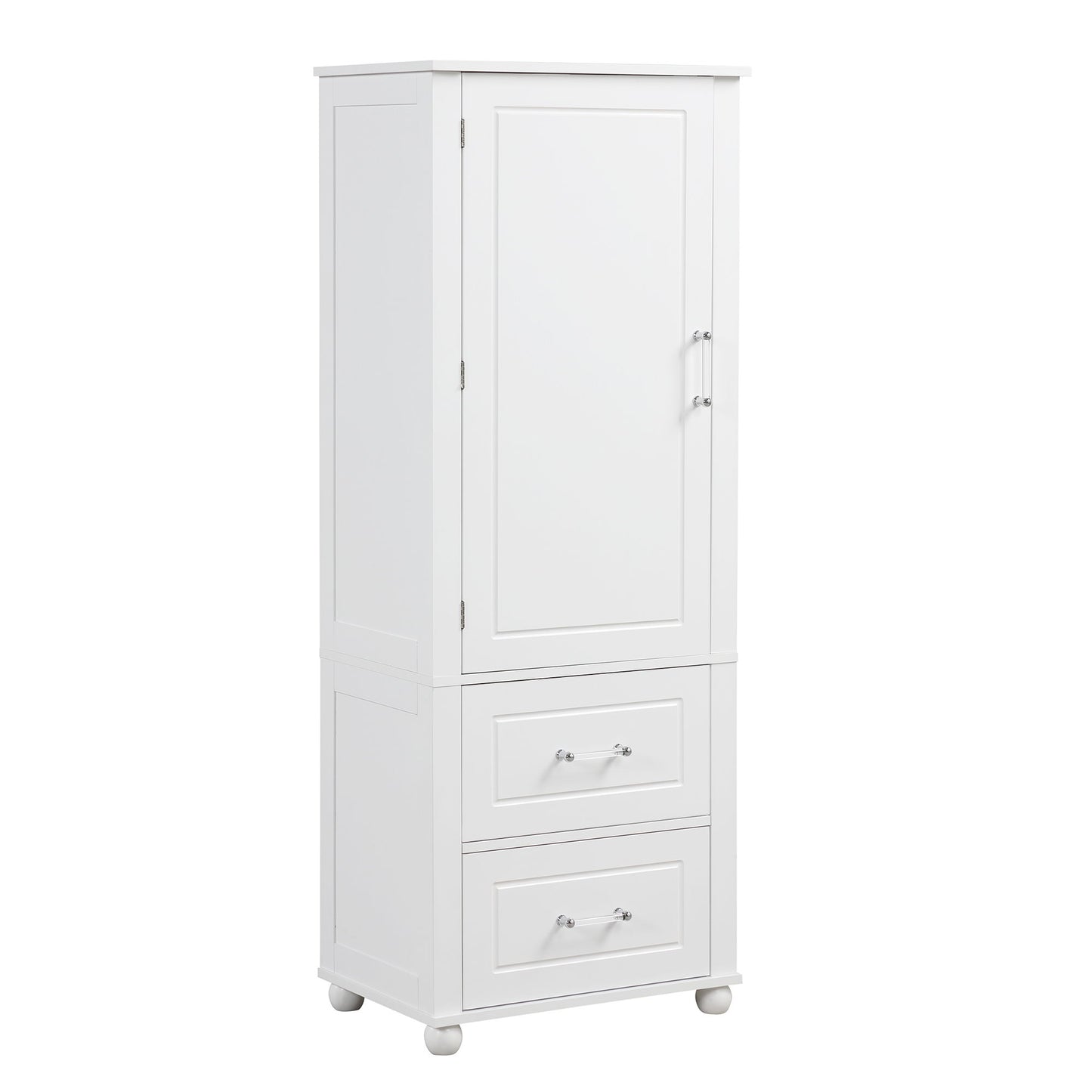 Tall Freestanding Bathroom Storage Cabinet With 2 Drawers And Adjustable Shelf