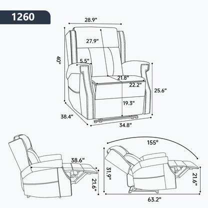 Manual Recliner Chair With Heavy Duty Motion Mechanism, 8 Vibrating Nodes And 3 Massage Modes For Living Room