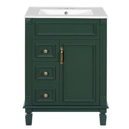 Bathroom Vanity With Sink, Compact Cabinet & 2 Drawers And Adjustable Shelf