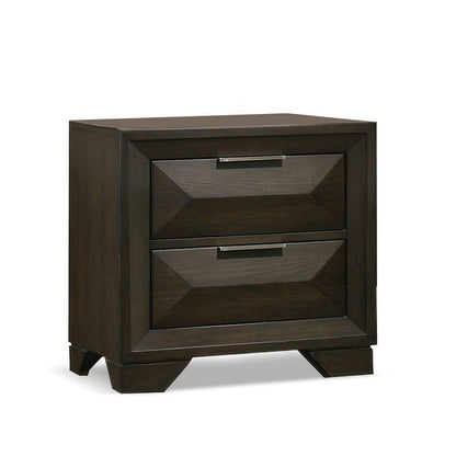 3 Piece Bedroom Set With Faceted Panels Bed And 2 Nightstands