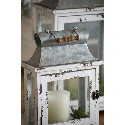 Wooden Candle Lantern Decorative, Hurricane Lantern Holder Decor For Indoor Outdoor, Home Garden Wedding - White