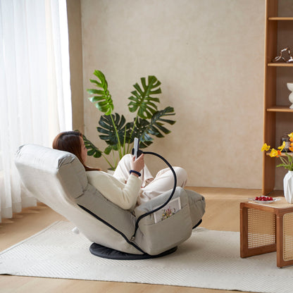 Adjustable Swivel Lounge Chair With 360 Degree Rotating Seat And Headrest Support