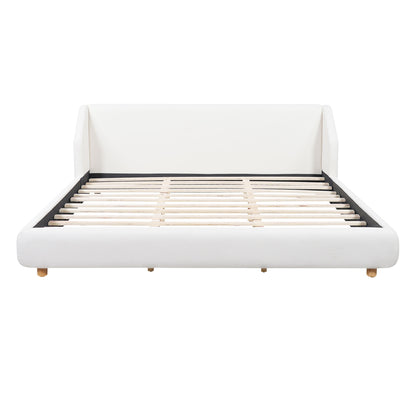 Modern Upholstered Bed Frame With Wingback Headboard