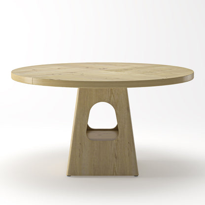 Farmhouse Round Dining Table With Storage Base