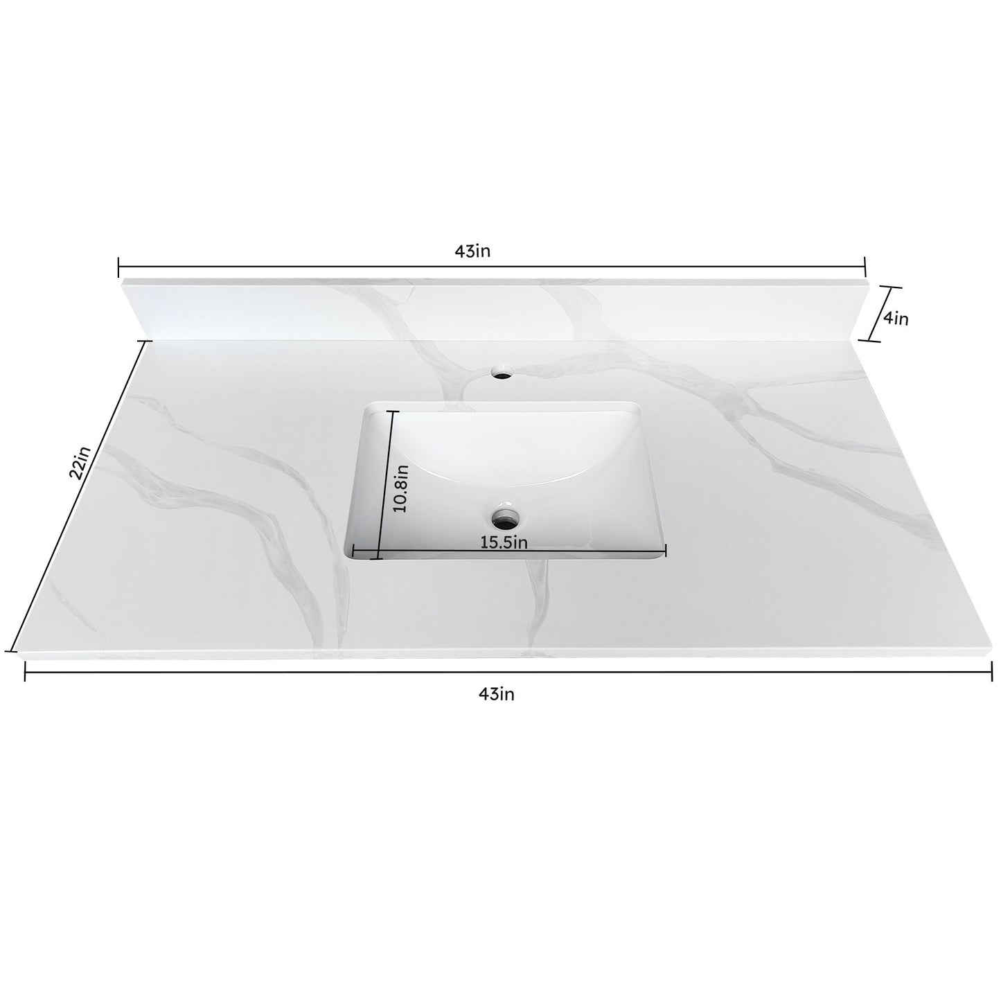Bathroom Vanity Top With Undermount Single Bowl Sink