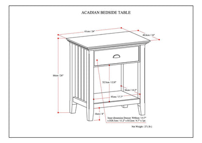Acadian - Bedside Table, Handcrafted