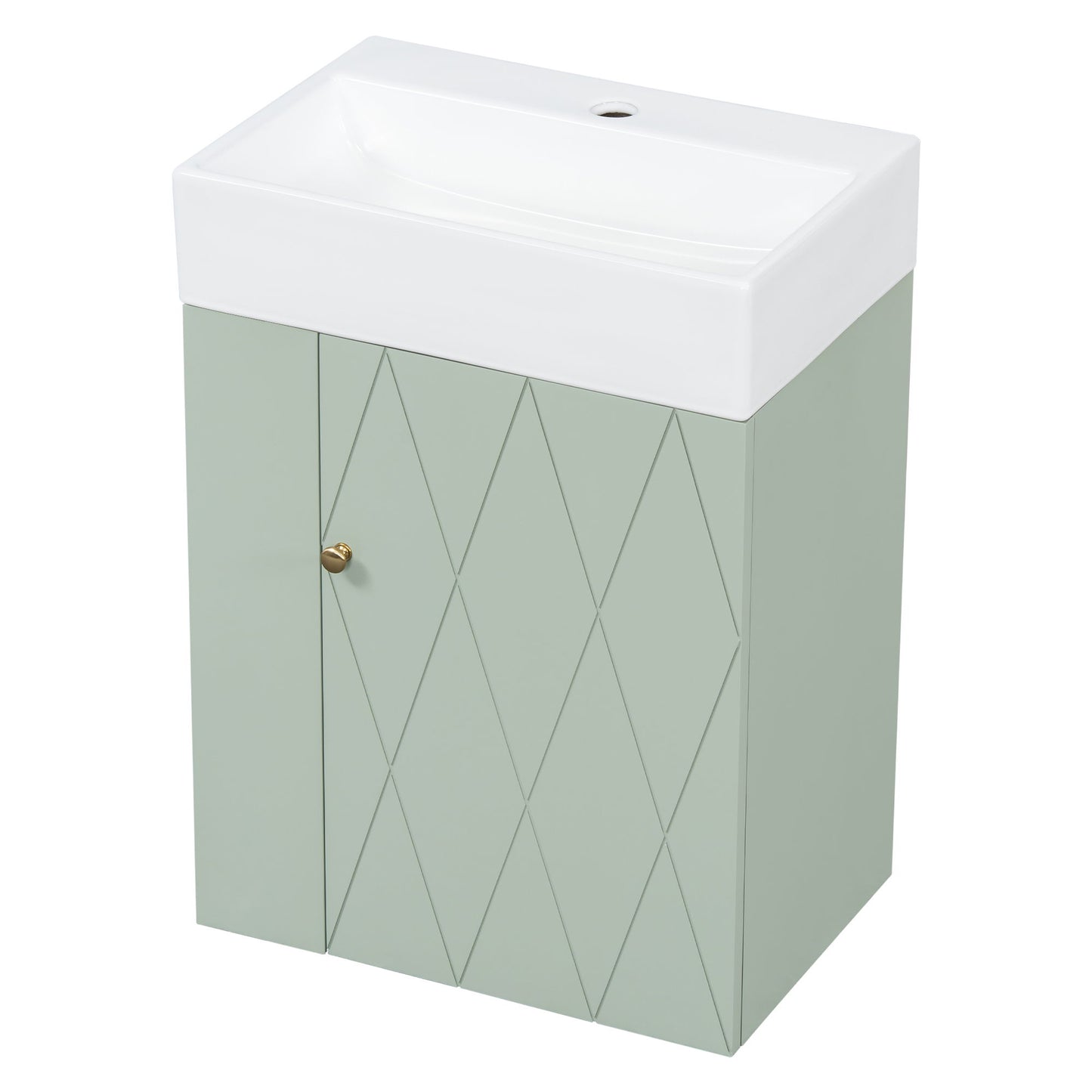 Modern Bathroom Vanity With Sink, Diamond Pattern Doors