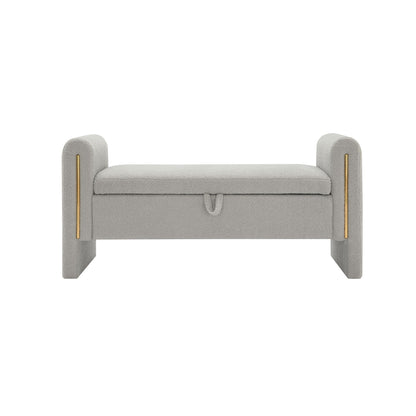 Modern Teddy Upholstered Large Bed End Bench With Arms And Storage