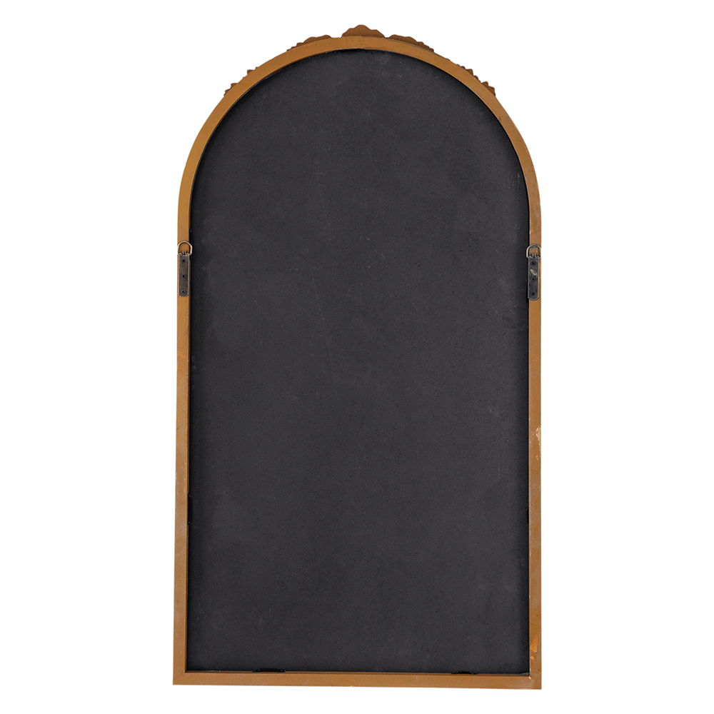 Hand Carved Rose Antique Mirror Frame, Wood Arch Mirror Wall Decor For Living Room