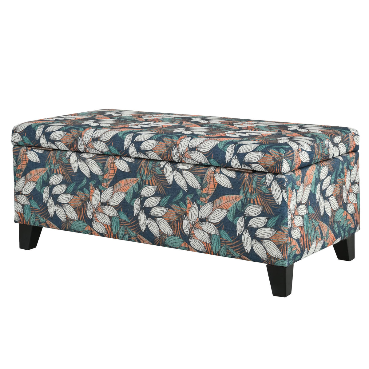 Charming Floral Storage Ottoman With Upholstered Fabric