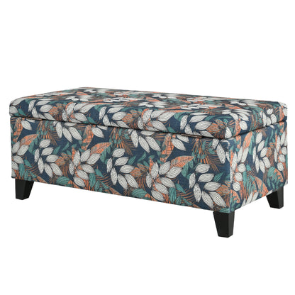 Charming Floral Storage Ottoman With Upholstered Fabric