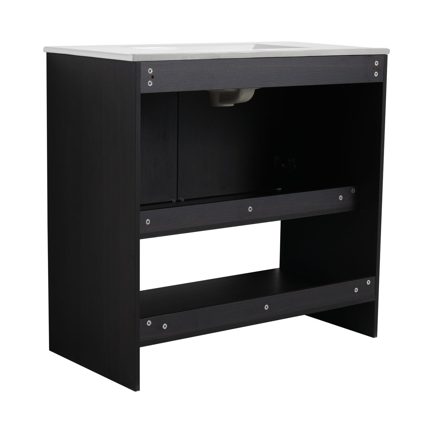 Modern Bathroom Vanity With Ceramic Sink, Freestanding Cabinet, Soft Closing Doors