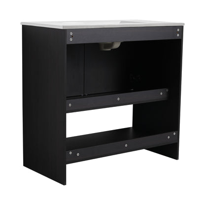 Modern Bathroom Vanity With Ceramic Sink, Freestanding Cabinet, Soft Closing Doors