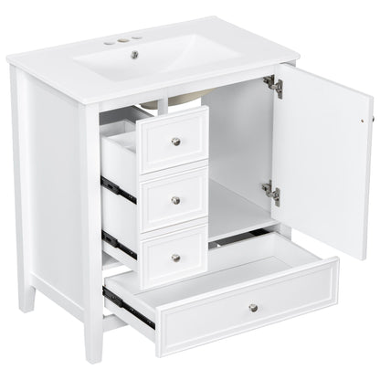 Modern Bathroom Vanity With Sink, 1 Cabinet & 3 Drawers