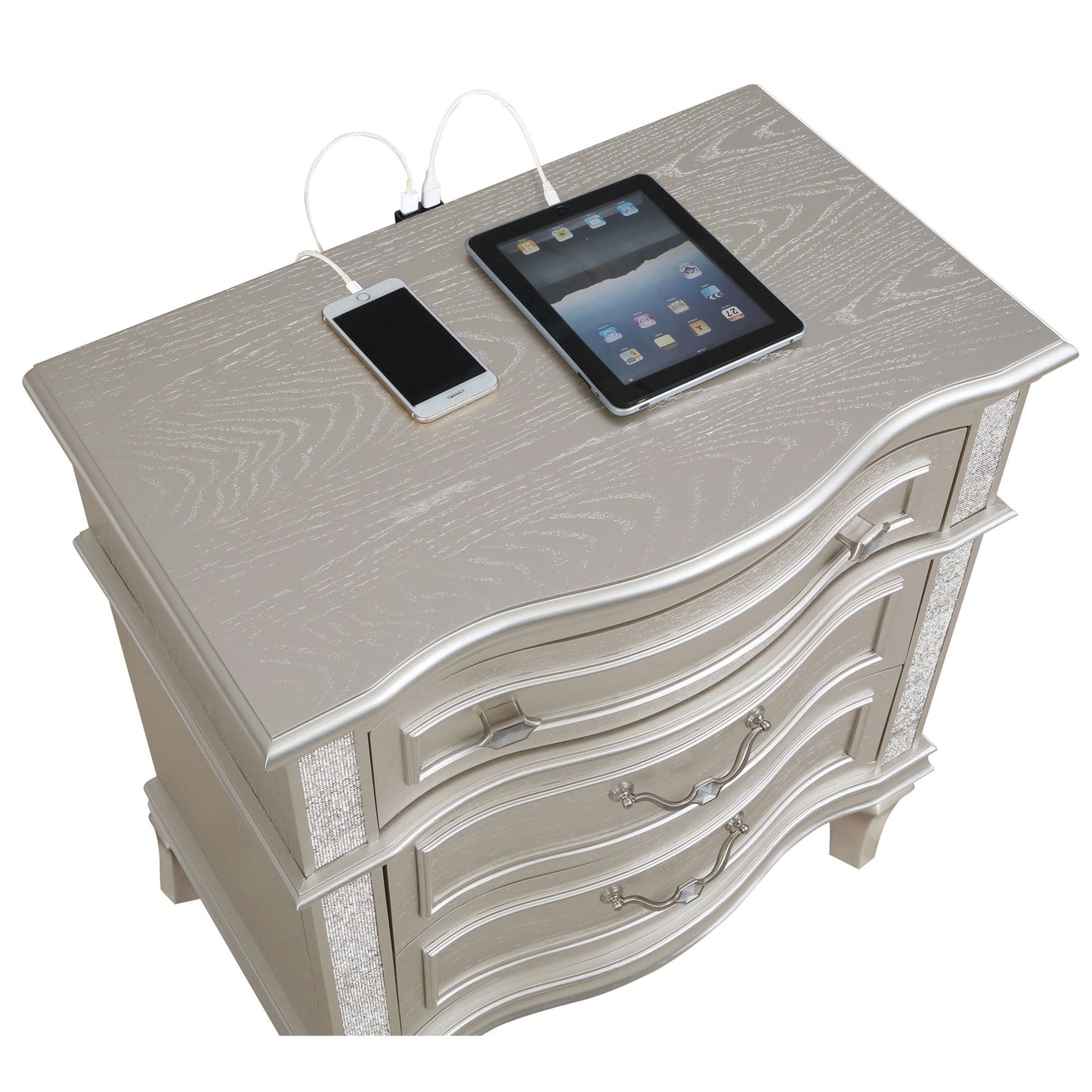 Evangeline - 3 Drawer Nightstand - Oak