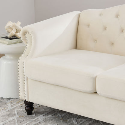 2 Seater Chesterfield Sofa With Rolled Arms And Nailhead Trim For Living Room