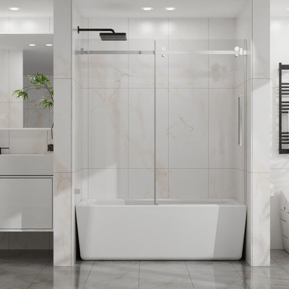 Frameless Tub Sliding Shower Door With Easy Clean Coating