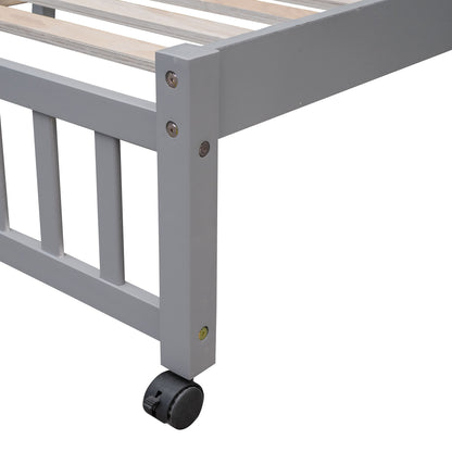 Bunk Bed With 6 Drawers And Flexible Shelves, Bottom Bed With Wheels
