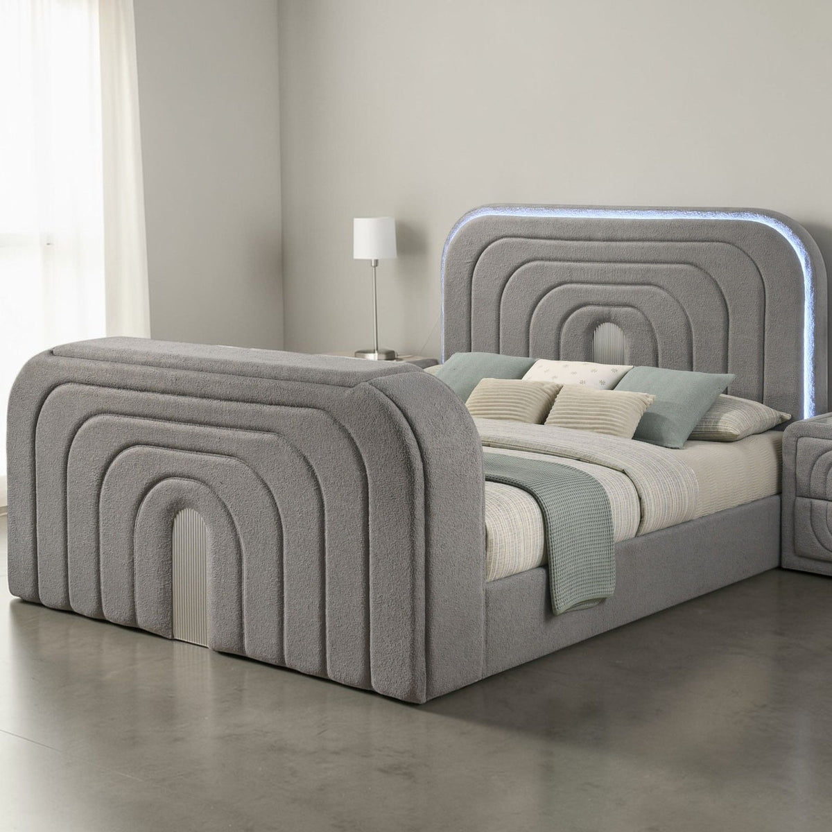 Shelyn - Bed With LED, TV Stand, Fireplace & Bluetooth