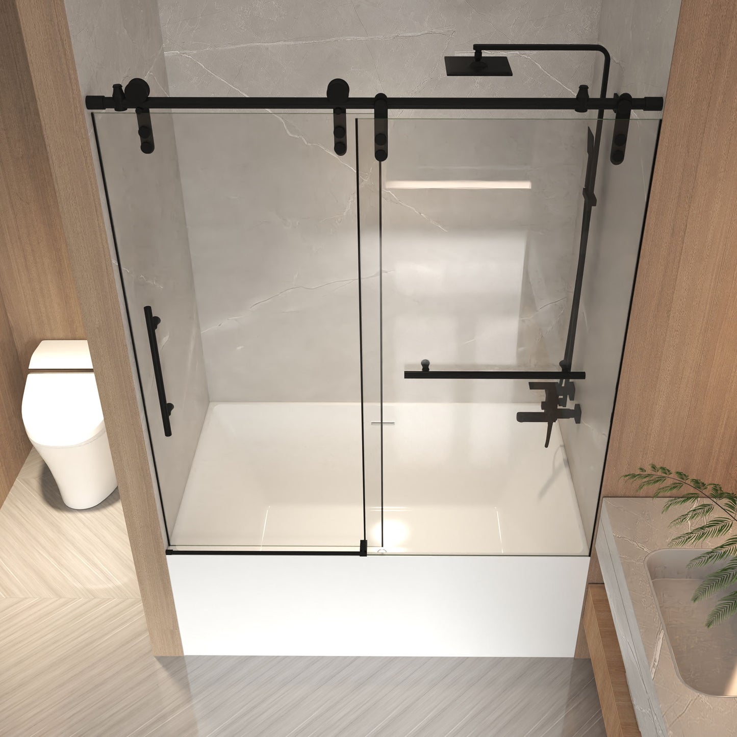 Frameless Sliding Bathtub Door With Frame