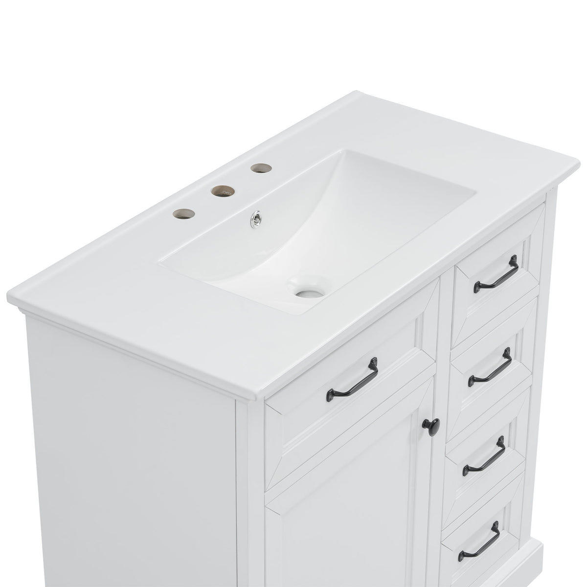 36" Bathroom Vanity With Sink, 2 Tip-Out Drawers, Soft Close Hinges