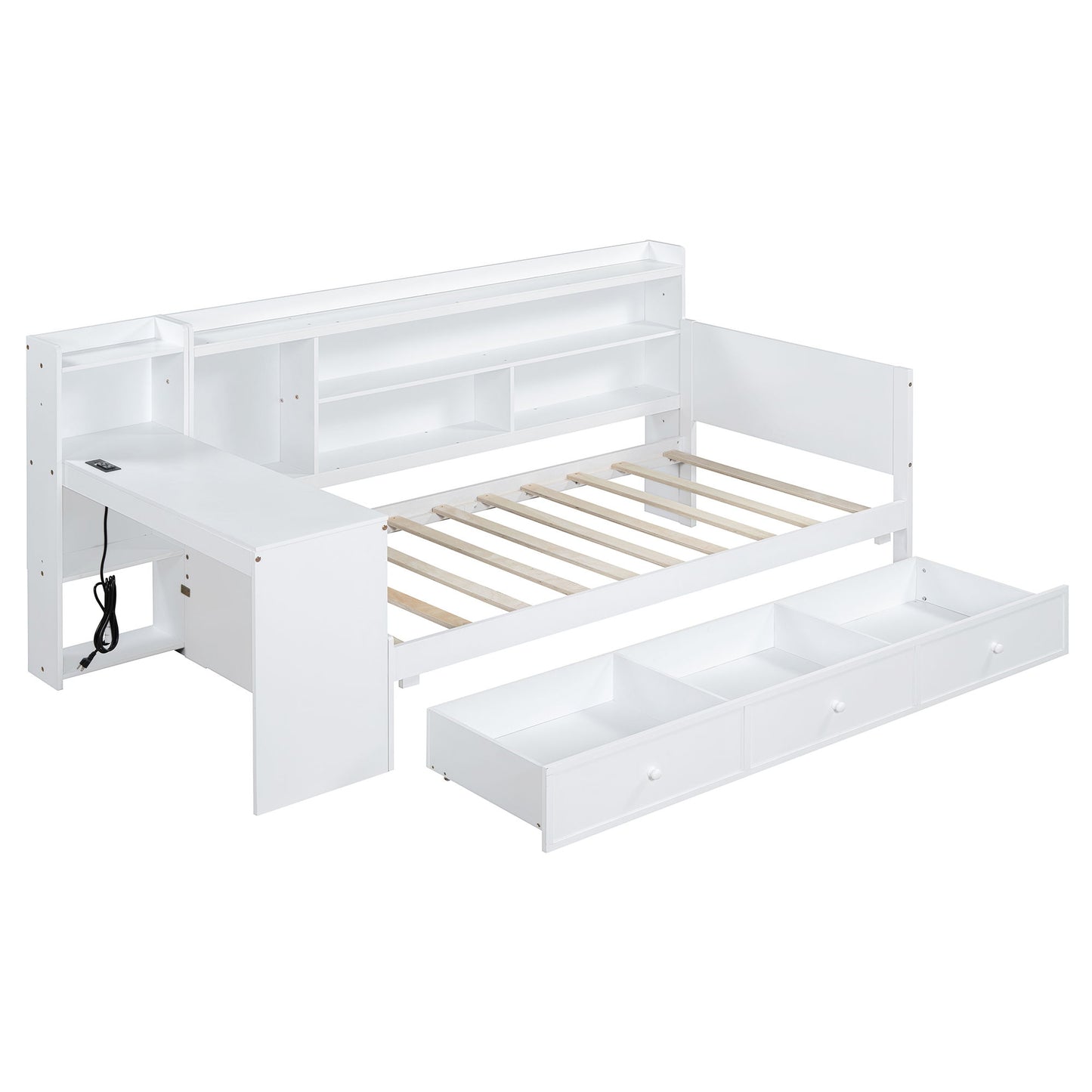 Daybed With 3 Drawers USB Ports And Desk