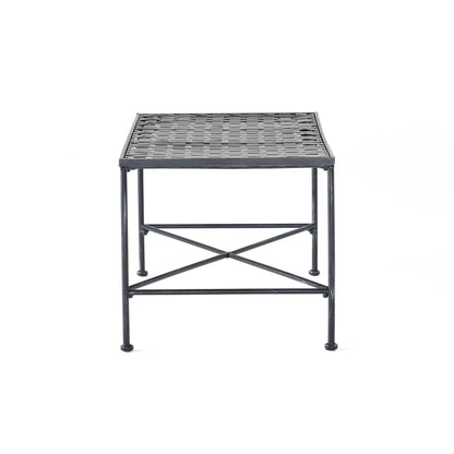 Luna - Outdoor Iron Coffee Table - Black Brush Silver