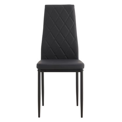 Modern 5 Piece Dining Table Set With Glass Top And Chairs - Black