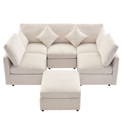 Sectional Sofa Modular U-Shaped With Ottoman & USB Ports
