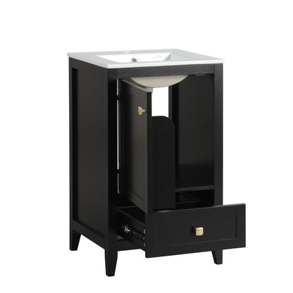 Bathroom Vanity With Sink, Soft Closing Cabinet Door, Storage Rack And Drawer