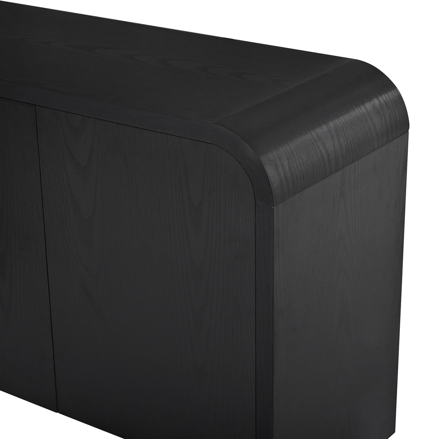 Curved Edge TV Stand With Large Cabinets