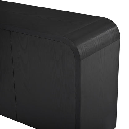 Curved Edge TV Stand With Large Cabinets