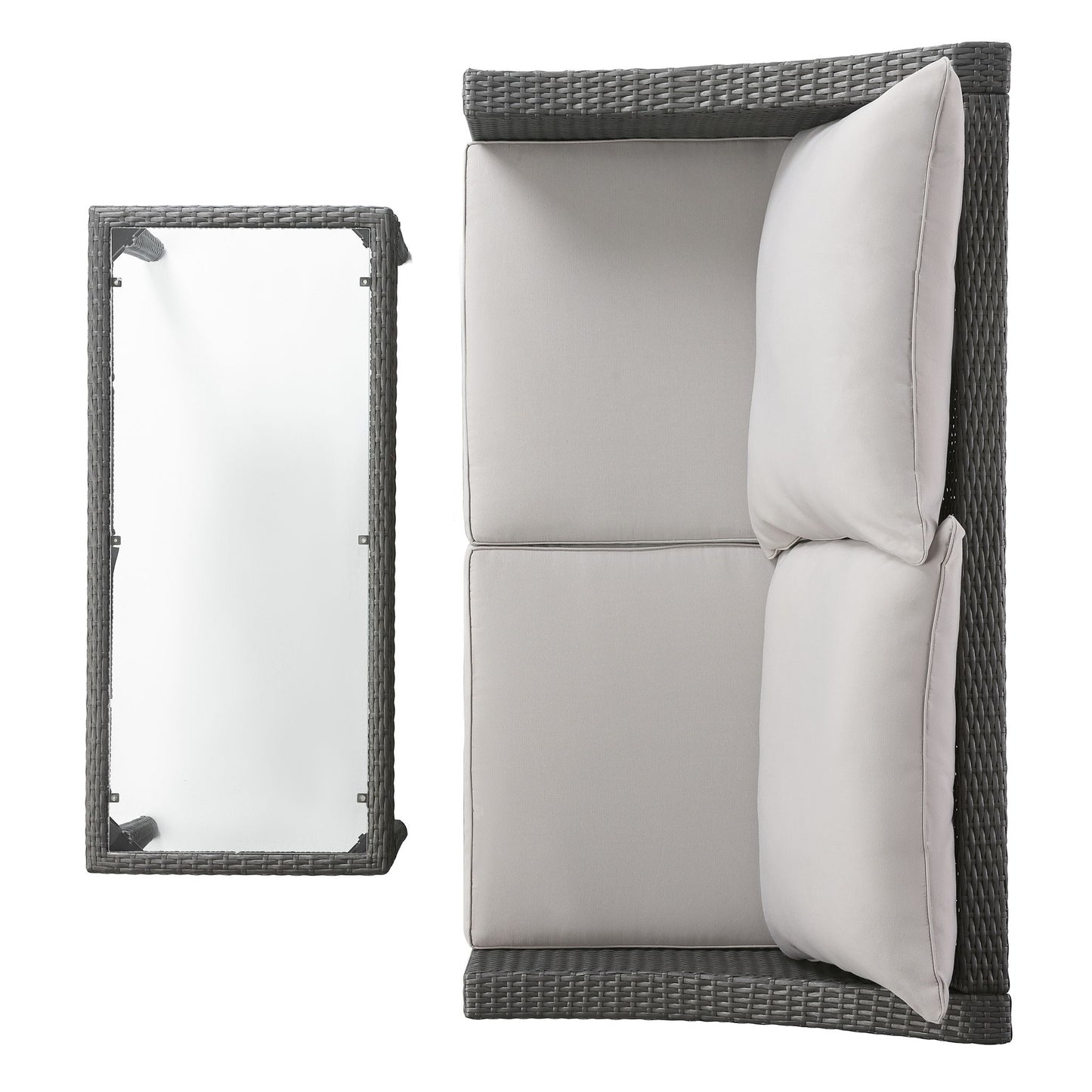 Contemporary Antibes Loveseat & Table Set Outdoor - Gray