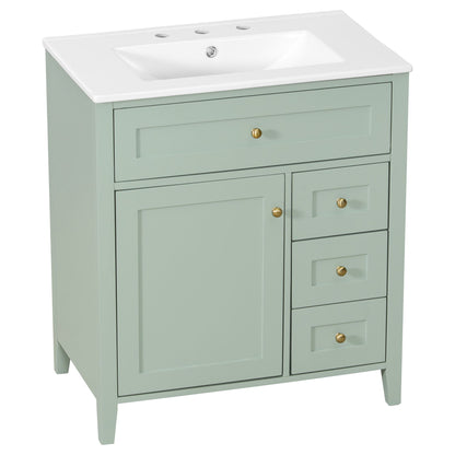 Bathroom Vanity With Sink, 3 Drawers And Adjustable Shelf